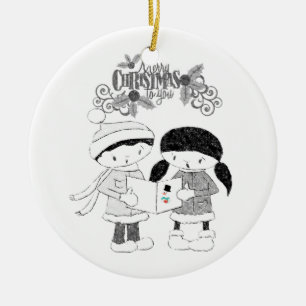 Weihnachts-Circle-Ornament, Frohe Weihnachten Keramik Ornament