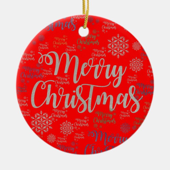 Weihnachts-Circle-Ornament, Frohe Weihnachten Keramik Ornament (Vorne)