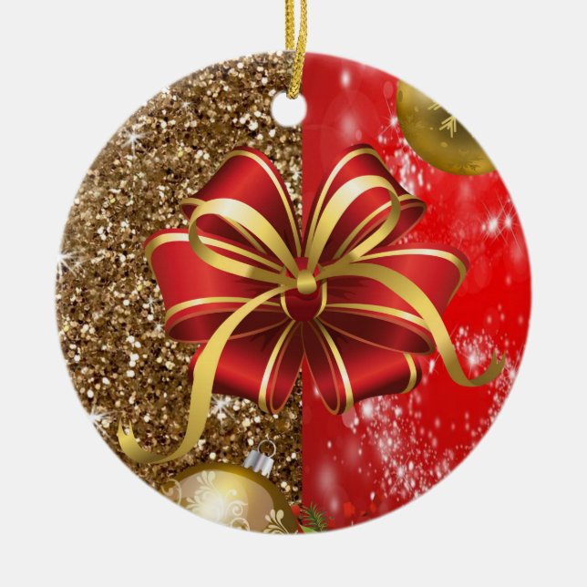 Weihnachts-Circle-Ornament, Frohe Weihnachten Keramik Ornament (Vorne)