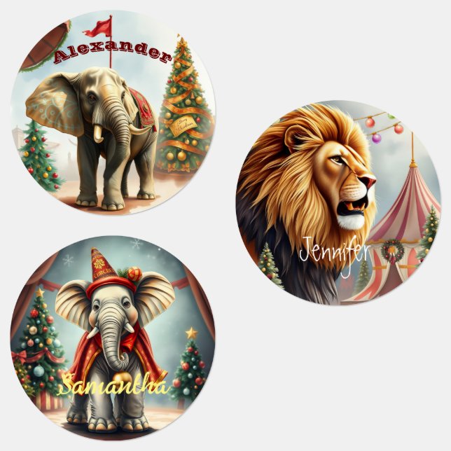 Weihnachts-Circus-Geschenketiketten Etiketten (Gruppe)