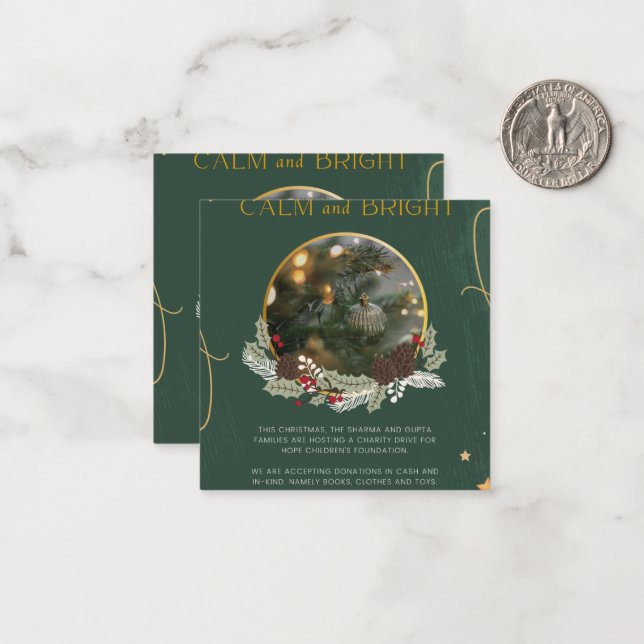 Weihnachts-Clam & Bright Green Note Card Mitteilungskarte (Vorderseite/Rückseite Beispiel)