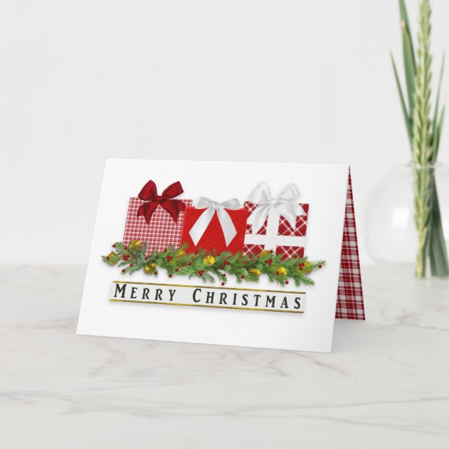 Weihnachts-Classy Kariert Gifts Bows Card Karte (Vorderseite)