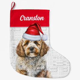 Weihnachts Cockapoo Santa mit dem Namen des Hundes Großer Weihnachtsstrumpf