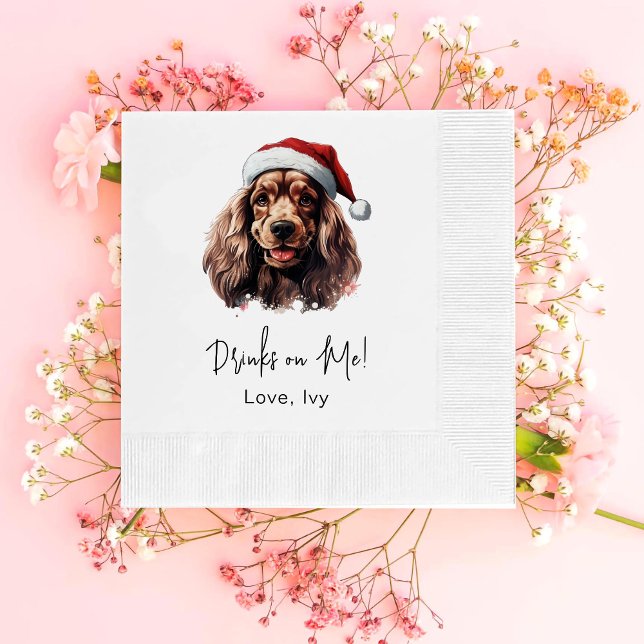 Weihnachts-Cocker Spaniel Dog Drinks auf mir Serviette (Von Creator hochgeladen)