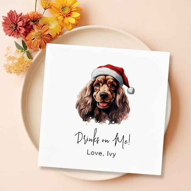 Weihnachts-Cocker Spaniel Dog Personalisierte Getr Serviette (Von Creator hochgeladen)