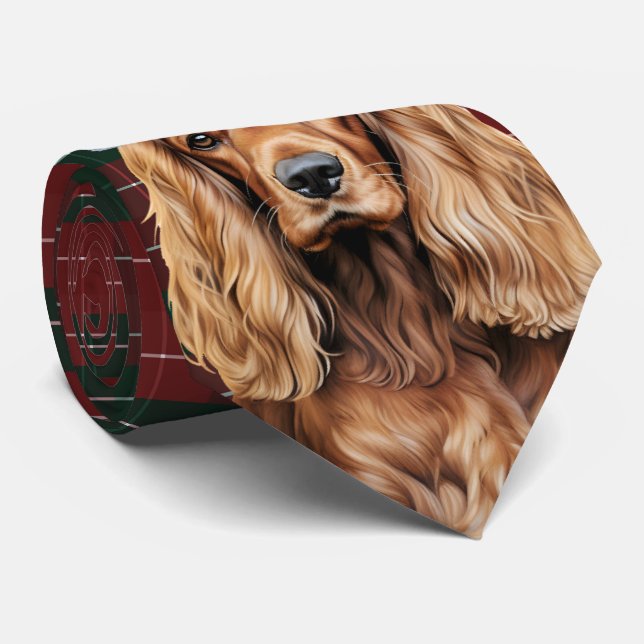 Weihnachts-Cocker-Spaniel-Hund mit Weihnachts-Kari Krawatte (Gerollt)