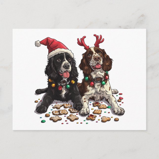 Weihnachts Cocker Spaniel Hunde Feiertagspostkarte (Vorderseite)