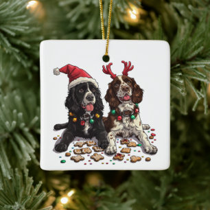 Weihnachts Cocker Spaniel Hunde Keramikornament