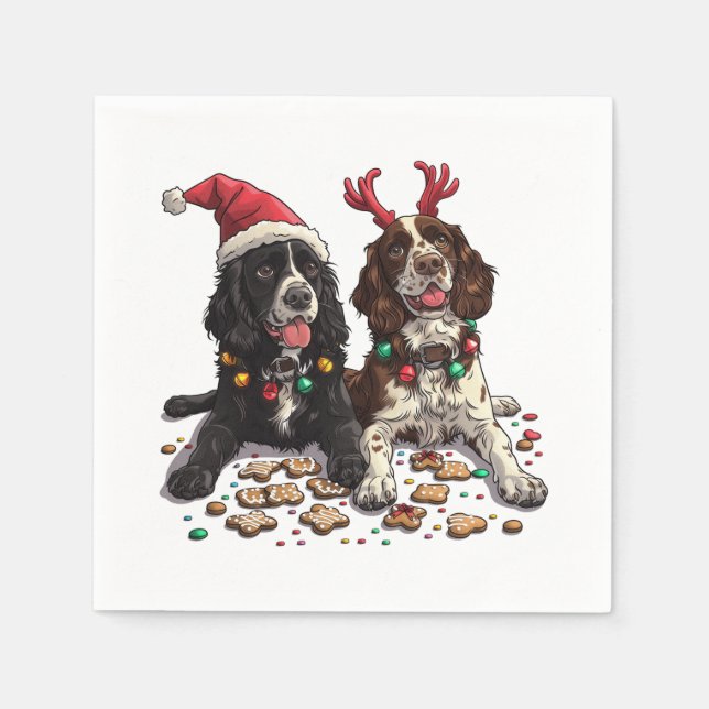 Weihnachts Cocker Spaniel Hunde Serviette (Vorderseite)