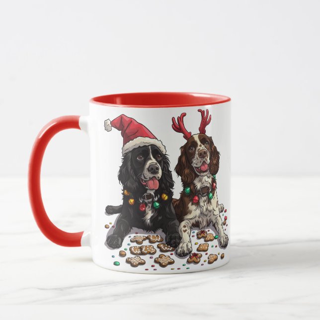 Weihnachts Cocker Spaniel Hunde Tasse (Links)