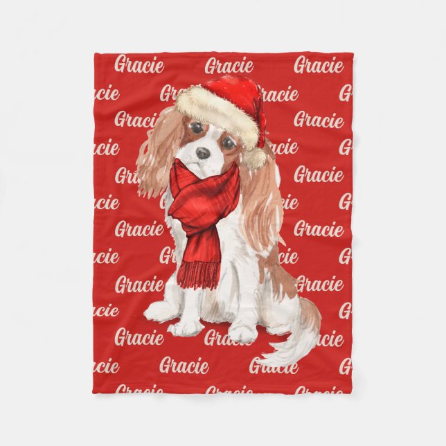 Weihnachts-Cocker Spaniel mit Hundenname Fleecedecke (Vorderseite)