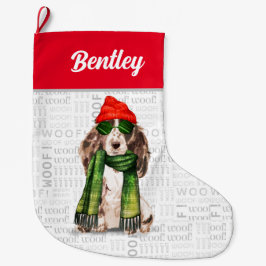 Weihnachts-Cocker Spaniel mit Hundenname Großer Weihnachtsstrumpf