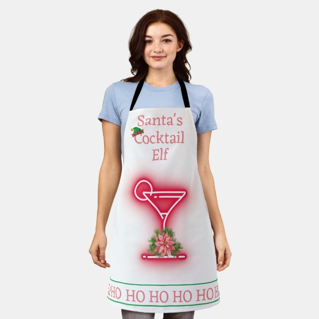 Weihnachts-Cocktail-Elf-Bar Schürze (Getragen)