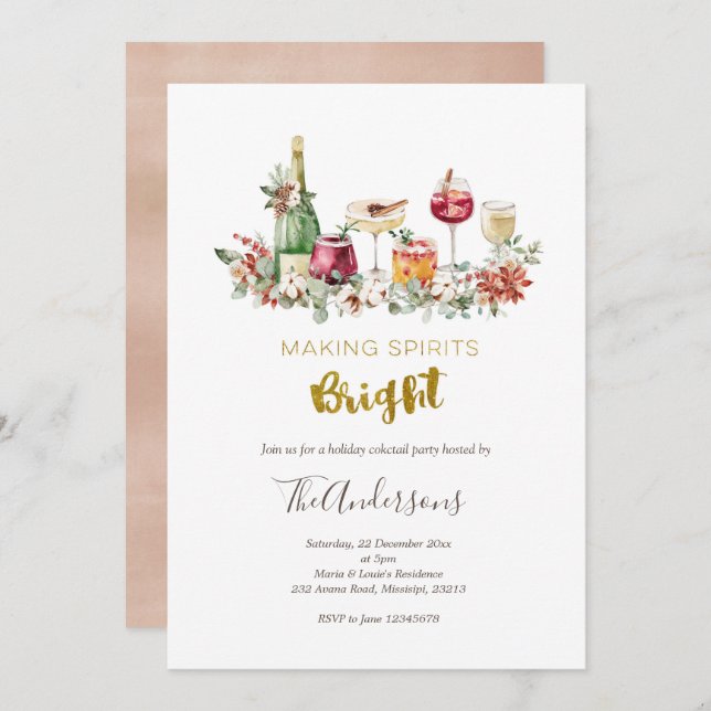 Weihnachts-Cocktail-Party Einladung (Vorne/Hinten)