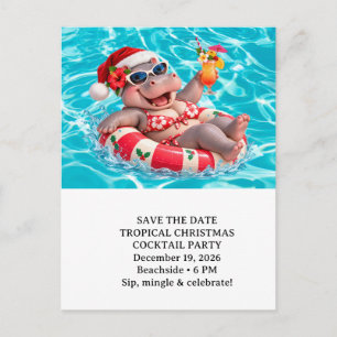 Weihnachts-Cocktail-Poolparty-Einladung  Feiertagspostkarte