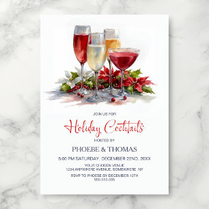 Weihnachts-Cocktailparty mit Poinsettien Einladung
