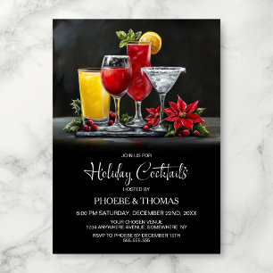 Weihnachts-Cocktailparty mit Poinsettien Einladung