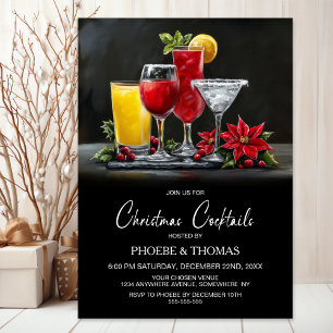 Weihnachts-Cocktailparty mit Poinsettien Einladung