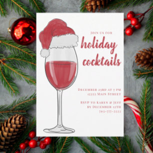 Weihnachts-Cocktailparty / Rotwein-Santa-Mütze Einladung