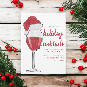 Weihnachts-Cocktailparty / Rotweinglas Weihnachtsm Einladung