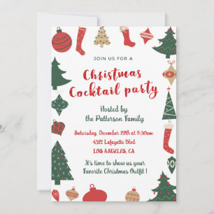 Weihnachts-Cocktailparty Süße Bäume Socken Einladung