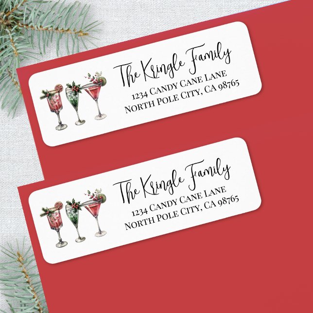 Weihnachts-Cocktails Rücksendeadresse (Christmas Cocktails Return Address label)