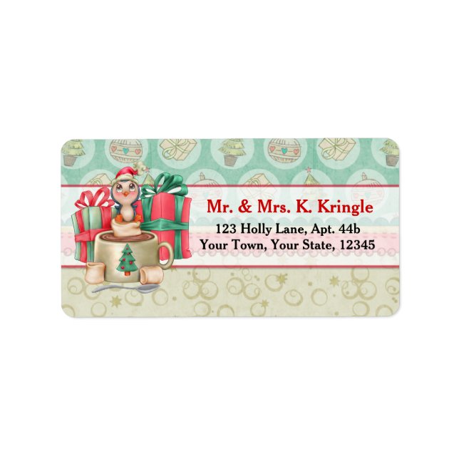 Weihnachts-Cocoa-Penguin-Adressenaufkleber Adressaufkleber (Vorne)