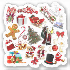 Weihnachts-Collage Feiertag-Geschenk Aufkleber