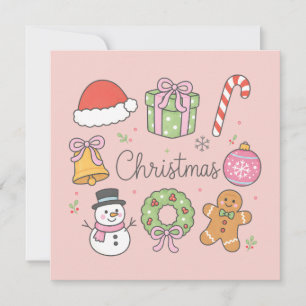 Weihnachts-Collage Pastell Icons Feiertagskarte
