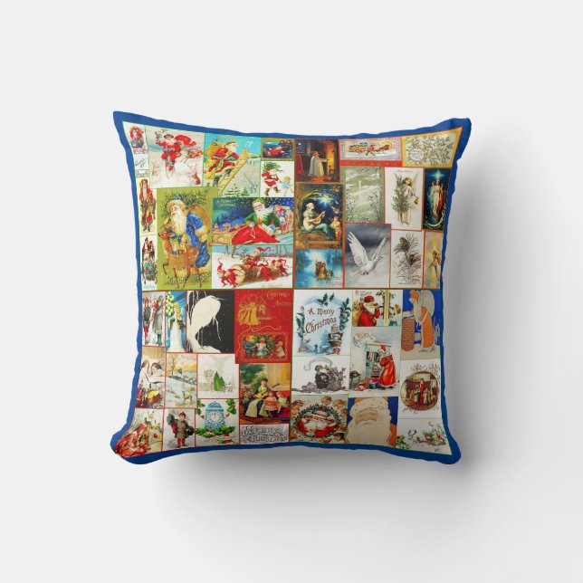 Weihnachts-Collage von Santas und Szenen Kissen (Vorderseite)
