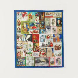 Weihnachts-Collage von Santas und Szenen Wandteppich