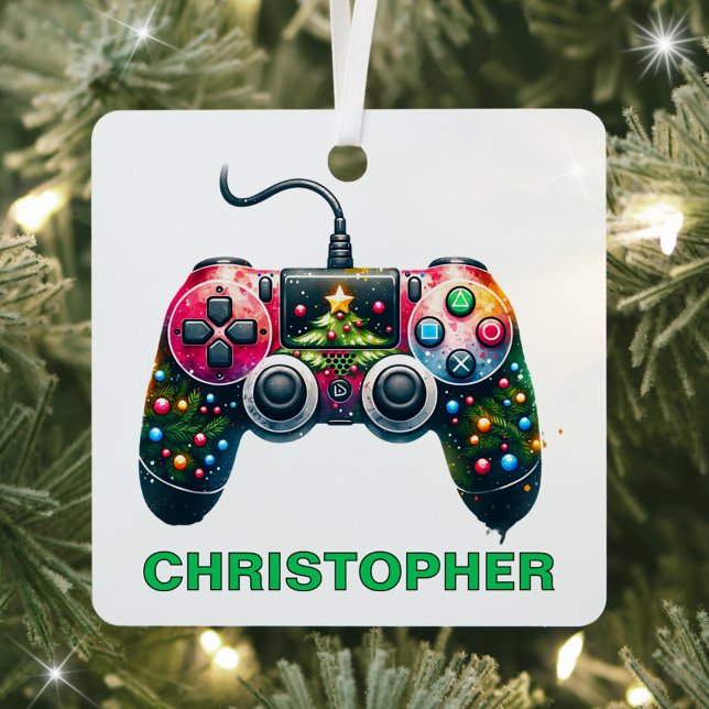 Weihnachts-Controller-Gamer-Individuelle Name Ornament Aus Metall (Von Creator hochgeladen)