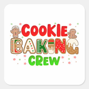 Weihnachts-Cookie Baking Crew Group Matching Xmas Quadratischer Aufkleber
