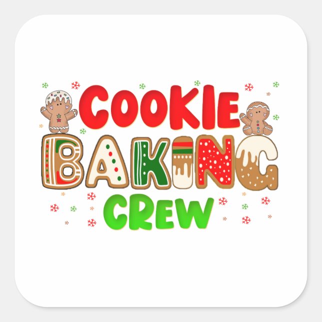 Weihnachts-Cookie Baking Crew Group Matching Xmas Quadratischer Aufkleber (Vorderseite)