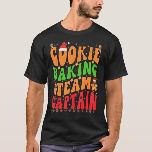 Weihnachts-Cookie Baking Team Kapitän Gingerbret T-Shirt (Vorderseite)