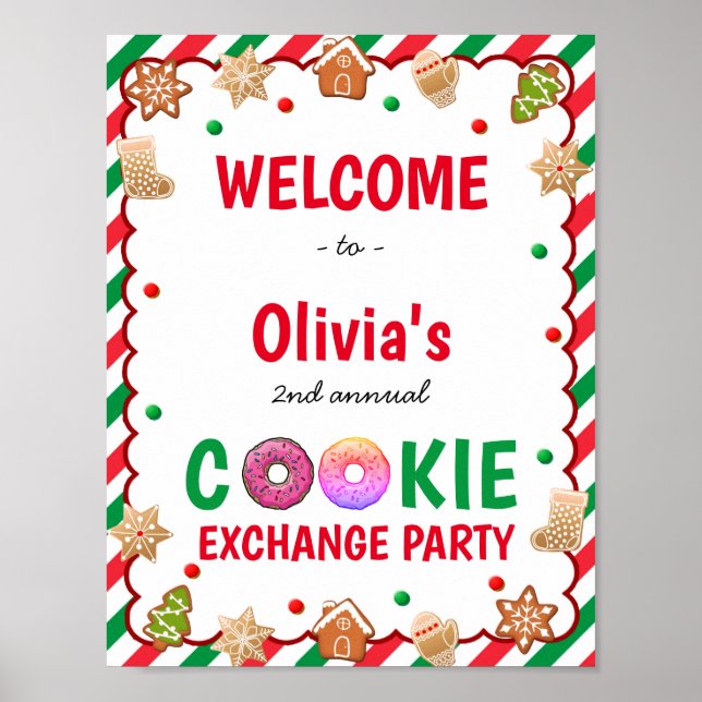 Weihnachts-Cookie-Exchange Begrüßungszeichen Poster (Vorne)