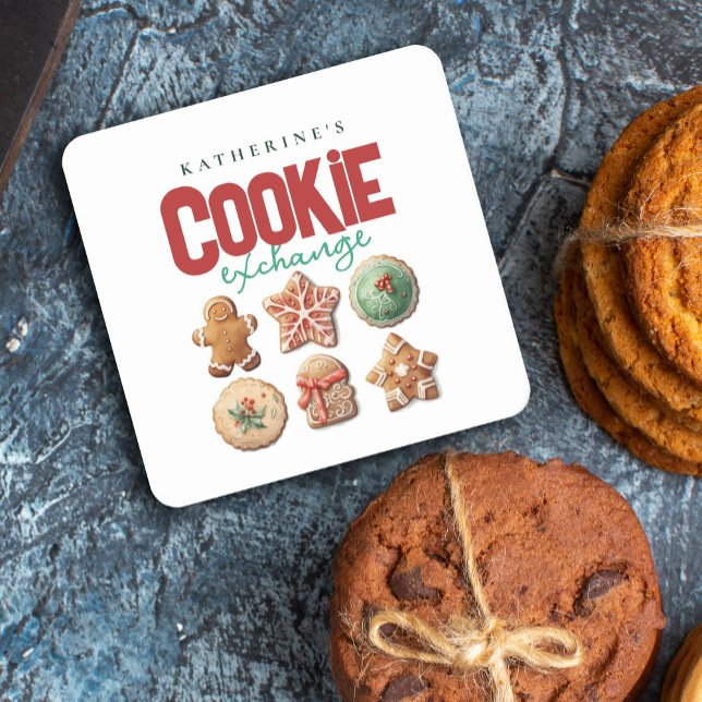 Weihnachts-Cookie-Exchange-Party Rechteckiger Pappuntersetzer (Von Creator hochgeladen)