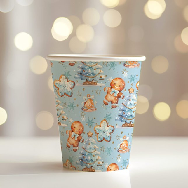 Weihnachts-Cookie Lebkuchen Mann Blue Junge Geburt Pappbecher (Von Creator hochgeladen)
