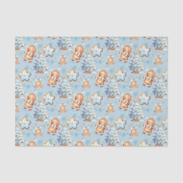 Weihnachts-Cookie Lebkuchen Mann Blue Junge Geburt Seidenpapier (Vorderseite)