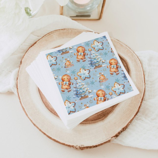 Weihnachts-Cookie Lebkuchen Mann Blue Junge Geburt Serviette (Von Creator hochgeladen)