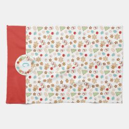 Weihnachts-Cookie-Muster mit Monogram Geschirrtuch