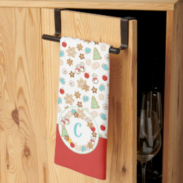 Weihnachts-Cookie-Muster mit Monogram Geschirrtuch