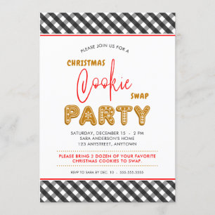 Weihnachts-Cookie Swap Party Weihnachten Kariert Einladung