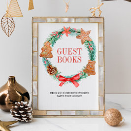 Weihnachts-Cookie Wreath Baby Shower Guest Books Poster