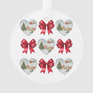 Weihnachts-Coquette-Herz-und-Schleifen-Muster Ornament