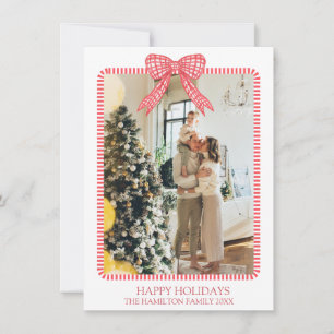 Weihnachts-Coquette-Schleife Foto Grandmillennial Feiertagskarte