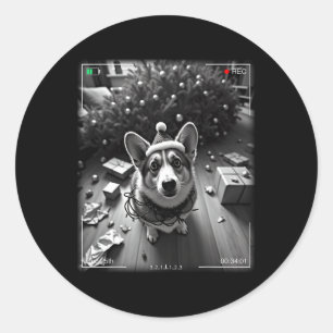 Weihnachts-Corgi auf Kamera erwischt Runder Aufkleber