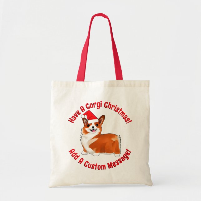 Weihnachts-Corgi-Hund mit Santa-Hut Tragetasche (Vorne)