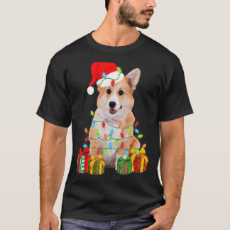 Weihnachts-Corgi-Hund Weihnachtslichter Welpe T-Shirt