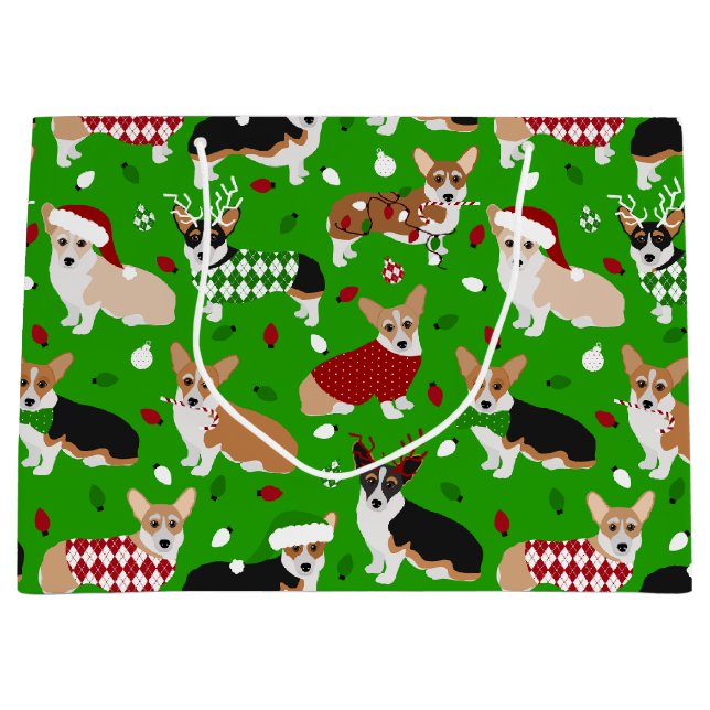 Weihnachts Corgi Hunde Große Geschenktasche Große Geschenktüte (Vorderseite)